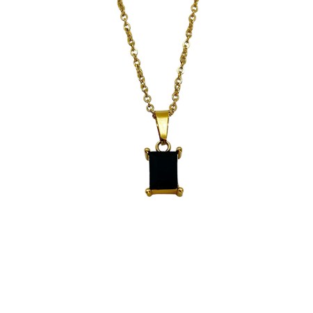 necklace steel gold with black zirgon